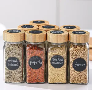 Spice Jar Set Package Includes,120 Ml Glass Jars With Bamboo Lid