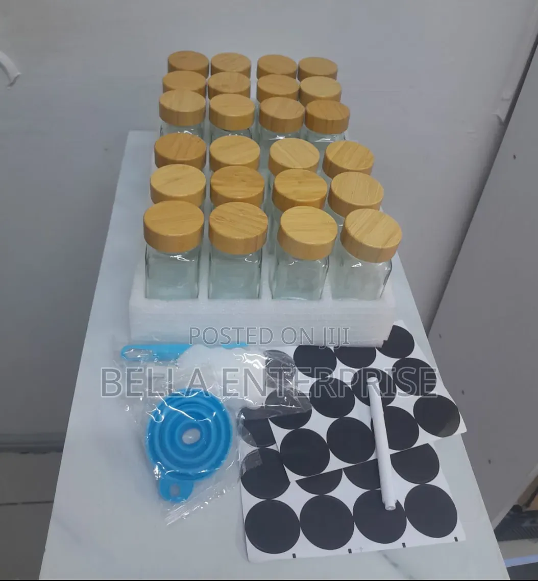 Spice Jar Set Package Includes,120 Ml Glass Jars With Bamboo Lid