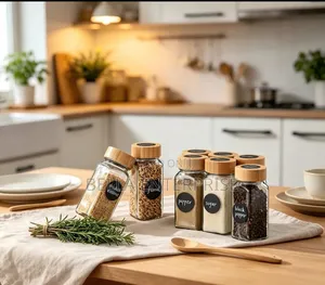 Spice Jar Set Package Includes,120 Ml Glass Jars With Bamboo Lid