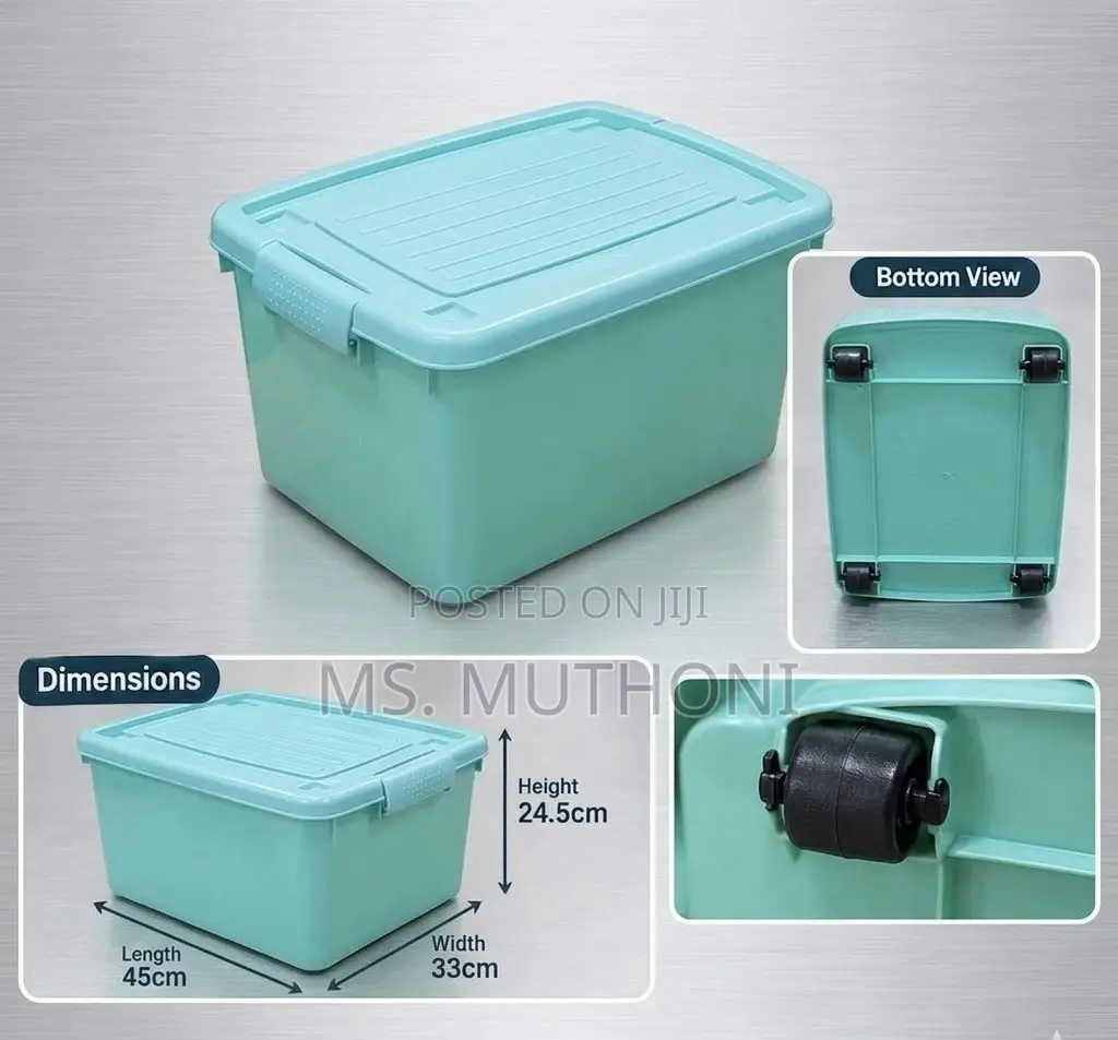 Rolling Utility Storage Bin With Latching Lid