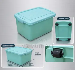 Rolling Utility Storage Bin With Latching Lid