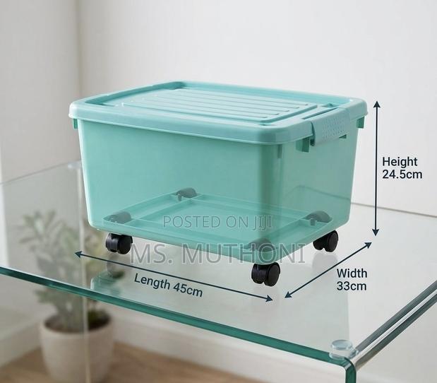 Rolling Utility Storage Bin With Latching Lid - thumbnail 2