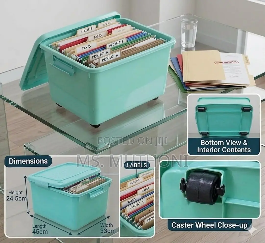 Mobile File Organizer Box With Wheels