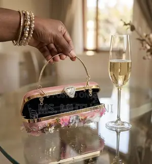 3D Floral-Embellished Evening Box Clutch Bag