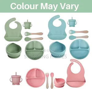 Kids Silicone Suction Feeding Plates Set