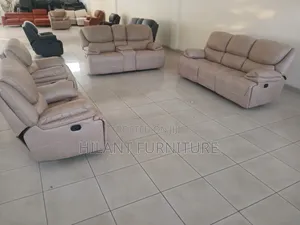 Premium 7 Seater Cream Recliner Sofa Set.