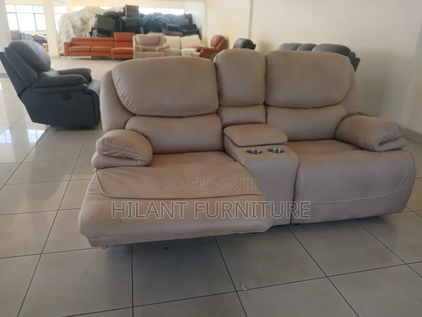 Premium 7 Seater Cream Recliner Sofa Set.