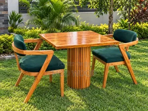 Two Seater Artisan Fluted Wood Dining Set