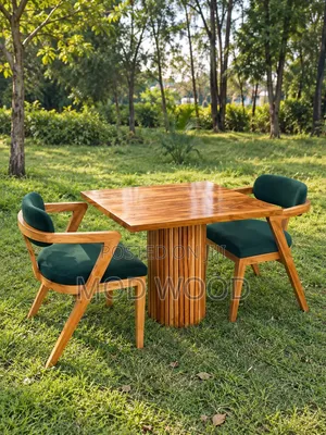 Two Seater Artisan Fluted Wood Dining Set