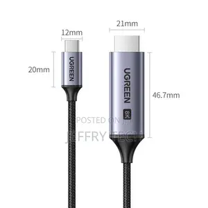 Ugreen USB-C to HDMI 2.1 Cable, Grey (1YR WRTY)