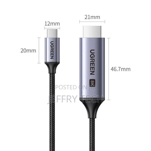 Ugreen USB-C to HDMI 2.1 Cable, Grey (1YR WRTY)