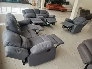 Gray Modern Fabric 6-Seater Imported Recliner Sofa