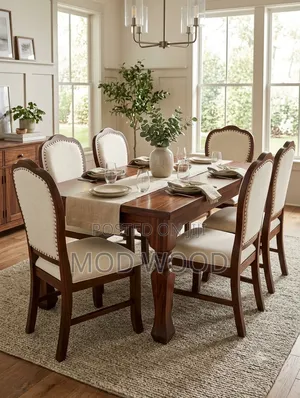 Classic Mahogany Dining Set With Cushioned Chairs