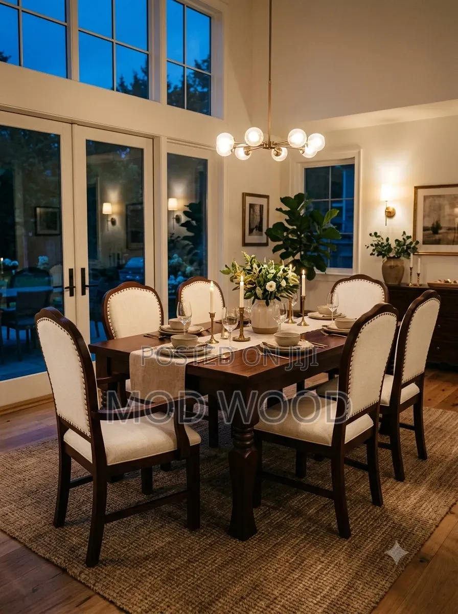 Classic Mahogany Dining Set With Cushioned Chairs