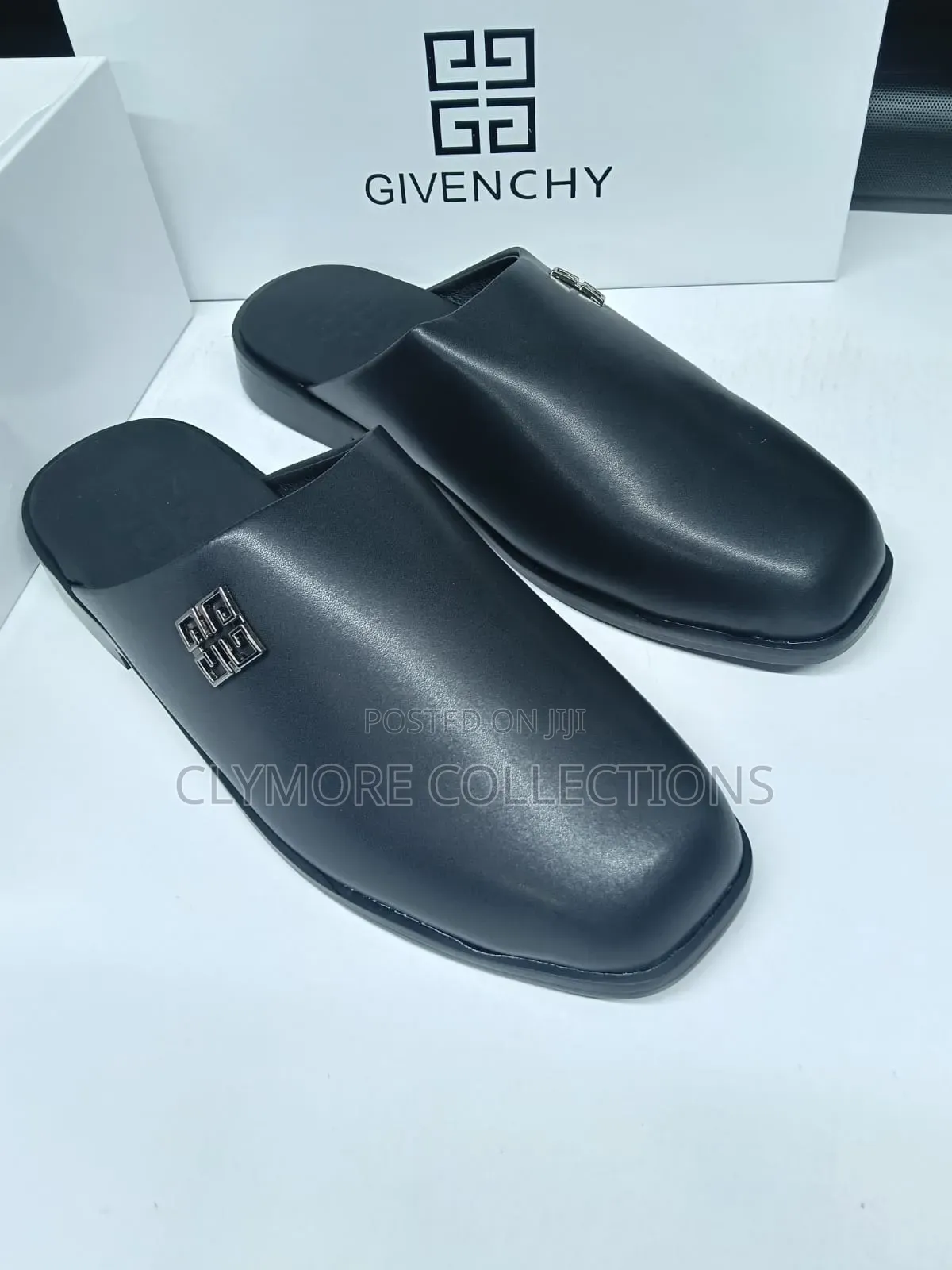 Premium Men's Givenchy Black Leather Mules – Sizes 39 to 45
