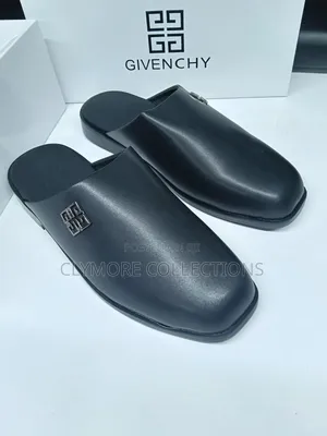 Premium Men's Givenchy Black Leather Mules – Sizes 39 to 45