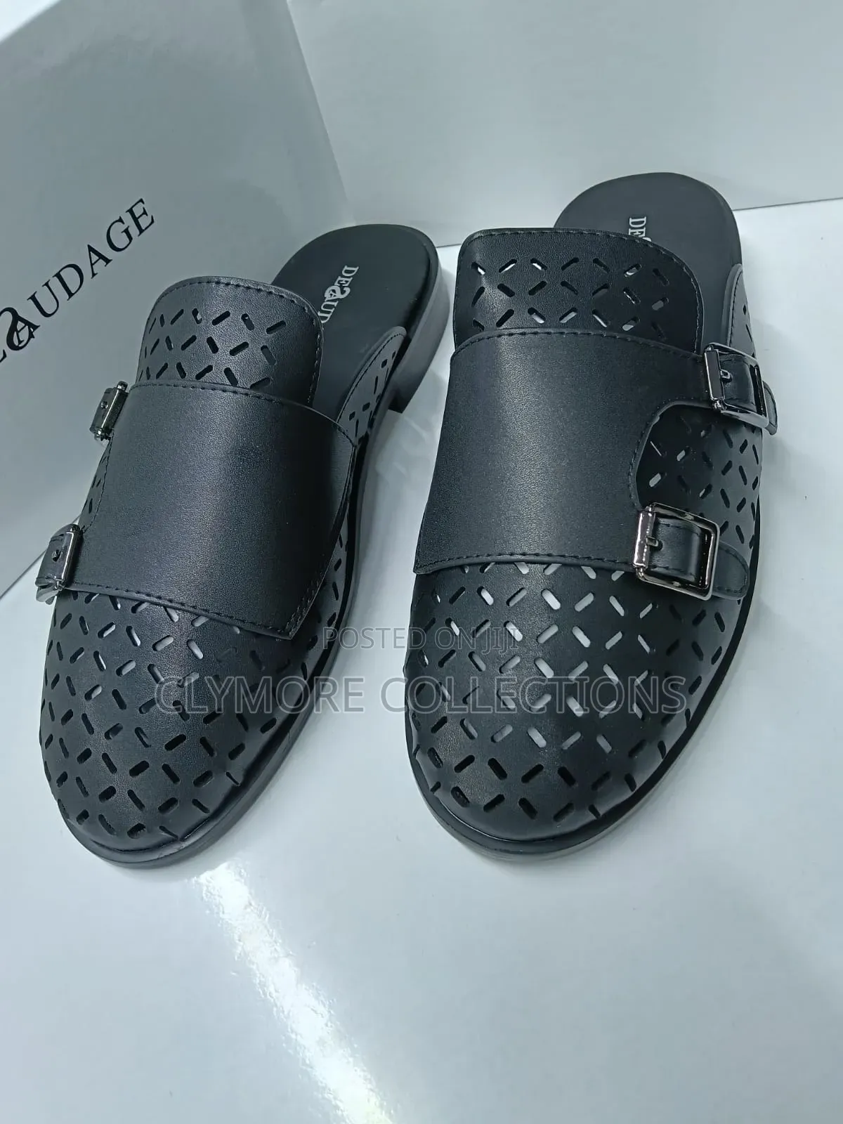 Men's Deaudage Double Monk Strap Leather Mules – Sizes 39 to 45