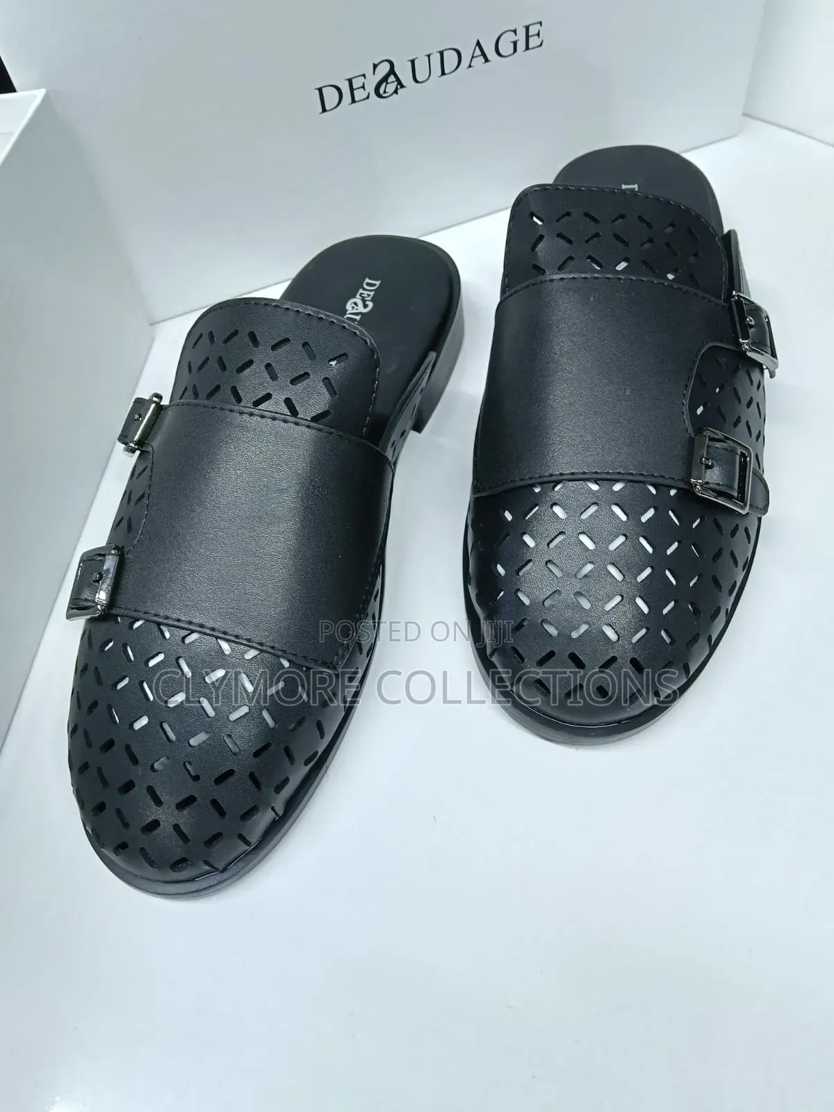 Men's Deaudage Double Monk Strap Leather Mules – Sizes 39 to 45
