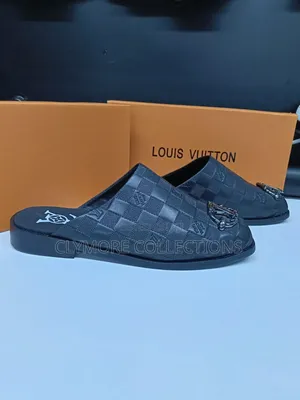 Executive Louis Vuitton Black Leather Mule Slides for Men