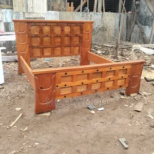Handcrafted Solid Wood Panelled 5*6ft Bed