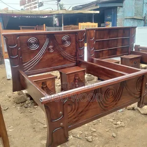 Grand Aura Spiral Carved 5*6ft Solid Wood Bed Frame