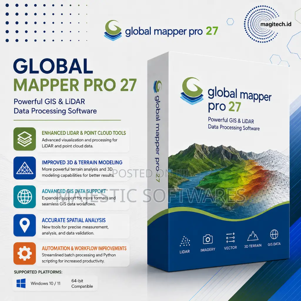Global Mapper Pro 27 GIS Mapping Software Lifetime License for Windows