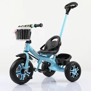 **Kids Tricycle With Push Handle Basket – Blue **
