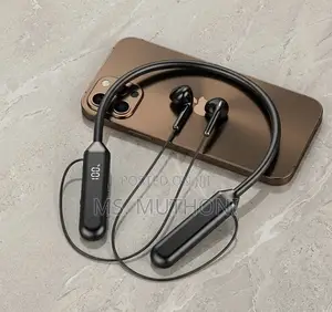 Wireless Bluetooth Neckband Earphones With a Digital Battery Display.