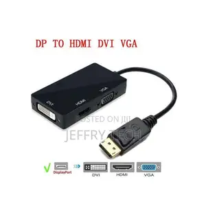 3 in 1 Display Port to Hdmi Dvi Vga Cable 1080p Adapter