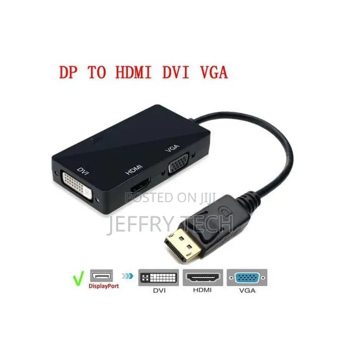 3 in 1 Display Port to Hdmi Dvi Vga Cable 1080p Adapter