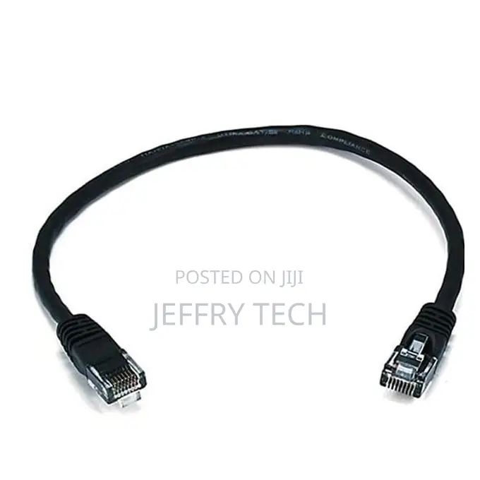 Black RJ45 LAN Network Cable – 0.5m