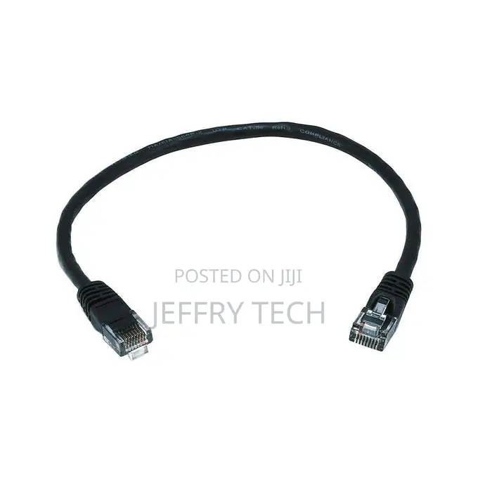 Black RJ45 LAN Network Cable – 0.5m