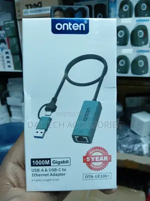 Onten Universal USB-A/USB-C to Ethernet Adapter.