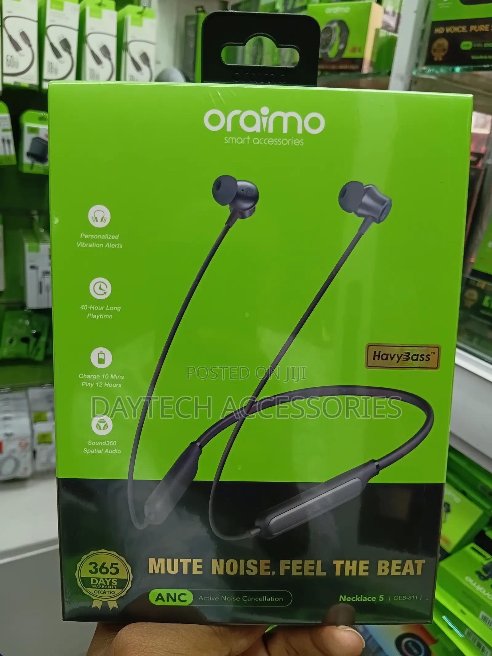Oraimo New Necklace 5 Wireless Earbuds – Active Noise Cancellation