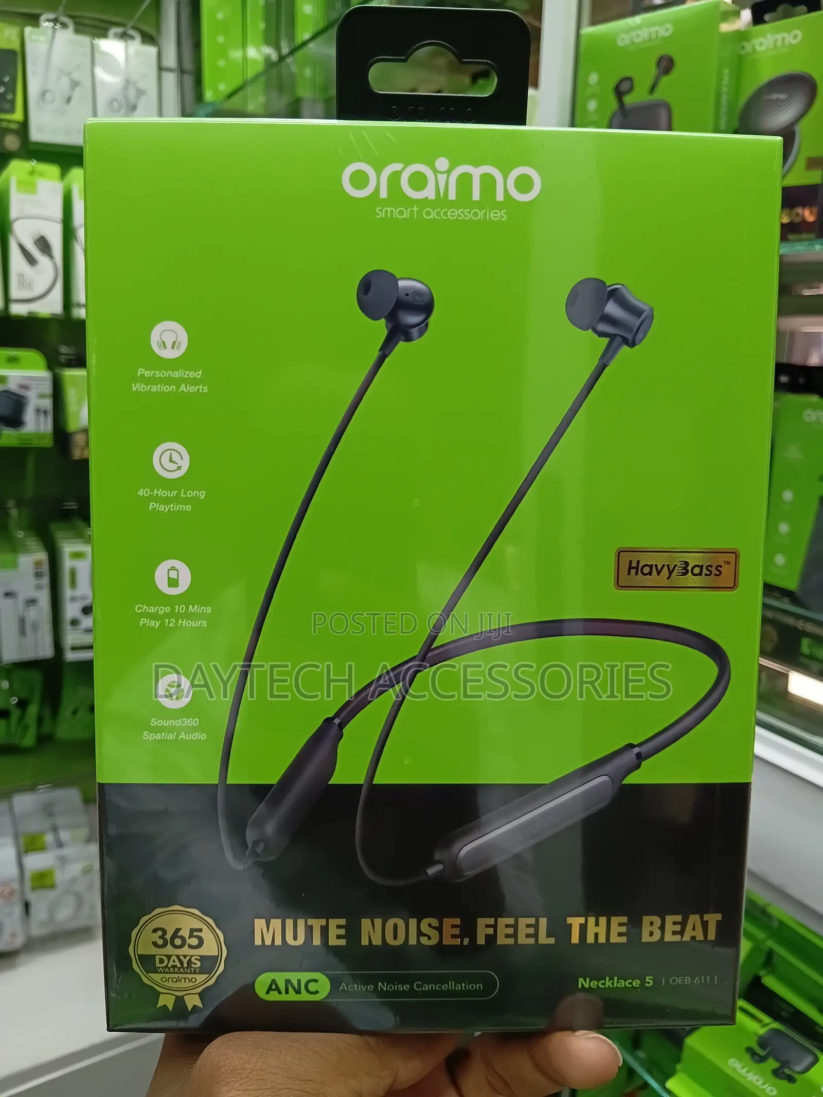 Oraimo New Necklace 5 Wireless Earbuds – Active Noise Cancellation