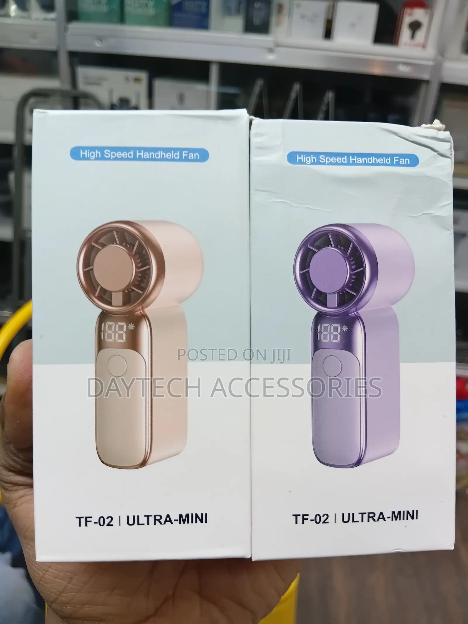 TF-02 Ultra-Mini High Speed Handheld Fans in Rose Gold and Purple
