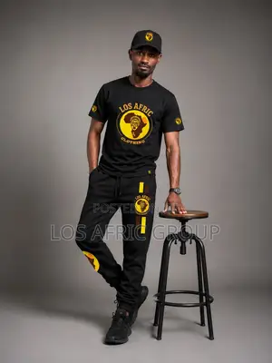 All Black Full Los Afric Clothing: Black Cap, Black Tshirt,black Sweat