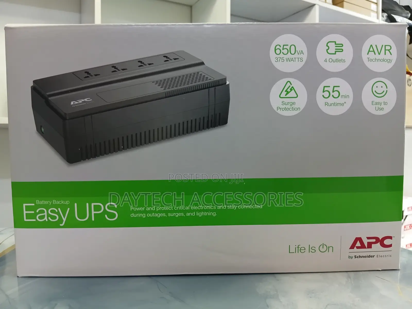 APC Easy UPS 650VA (BV650I-MS) Provides 375W of Battery Backup.