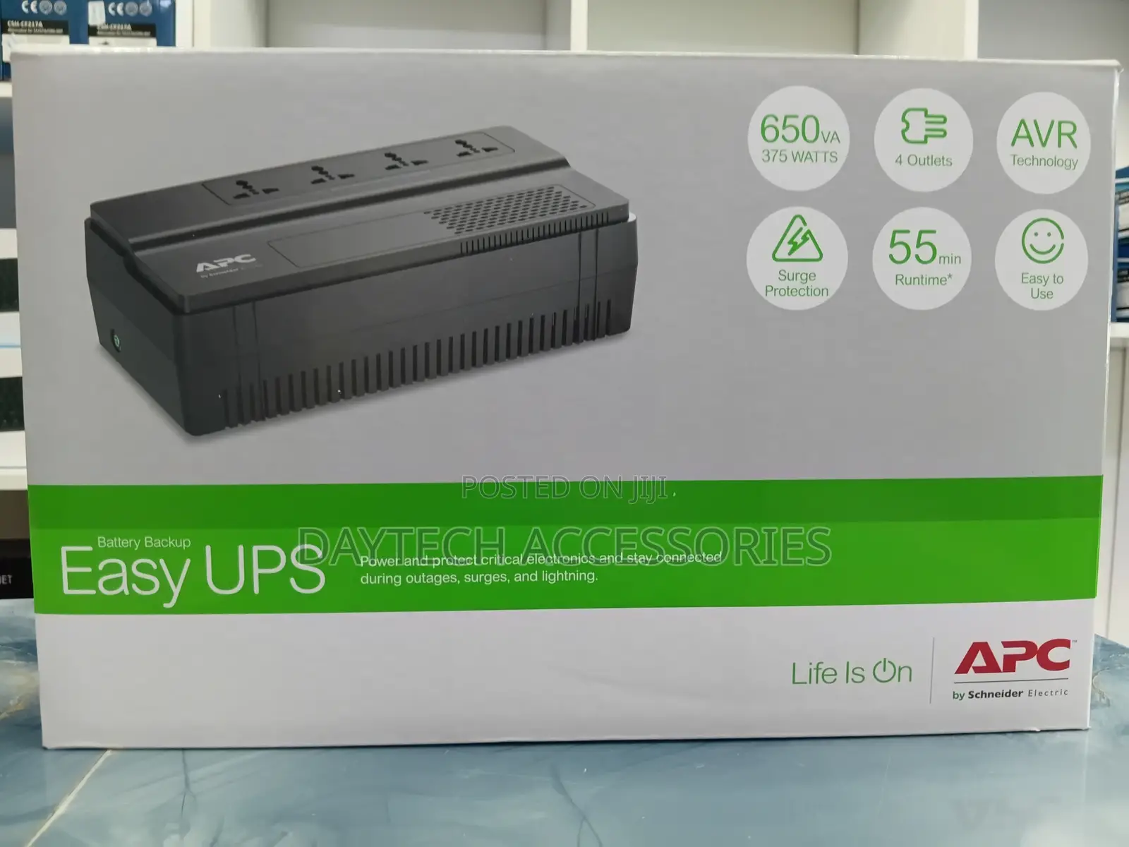 APC EASY UPS 650VA 375W Battery Backup Surge Protection - Black