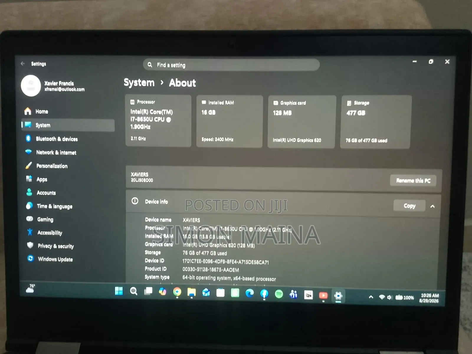Laptop Lenovo ThinkPad X30 16GB Intel Core i7 SSD 500GB