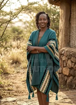 The Mara Patterned Ruana Shawl / Poncho