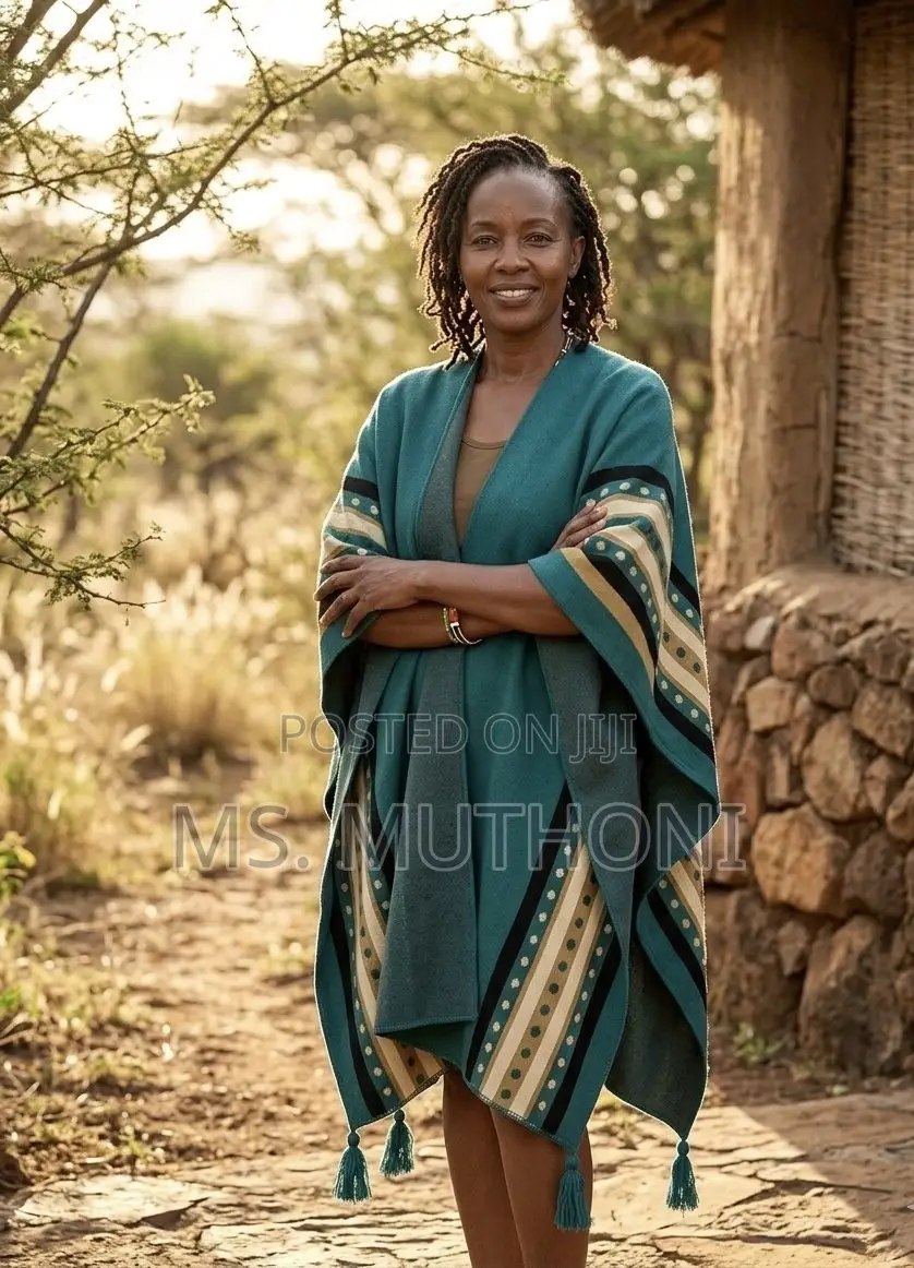 The Mara Patterned Ruana Shawl / Poncho