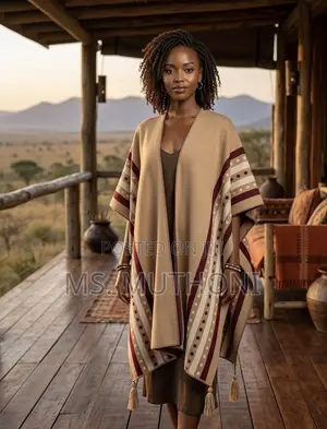 The Mara Patterned Ruana Shawl / Poncho
