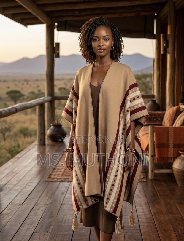 The Mara Patterned Ruana Shawl / Poncho - thumbnail 3