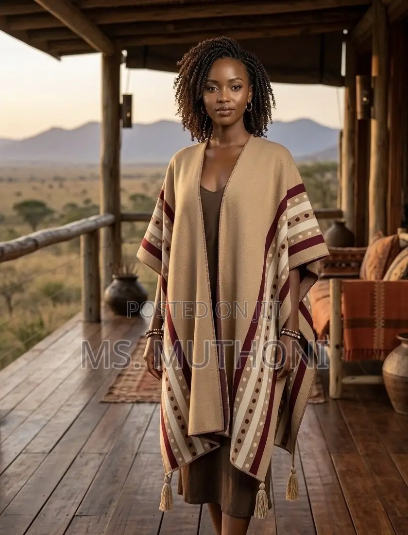 The Mara Patterned Ruana Shawl / Poncho