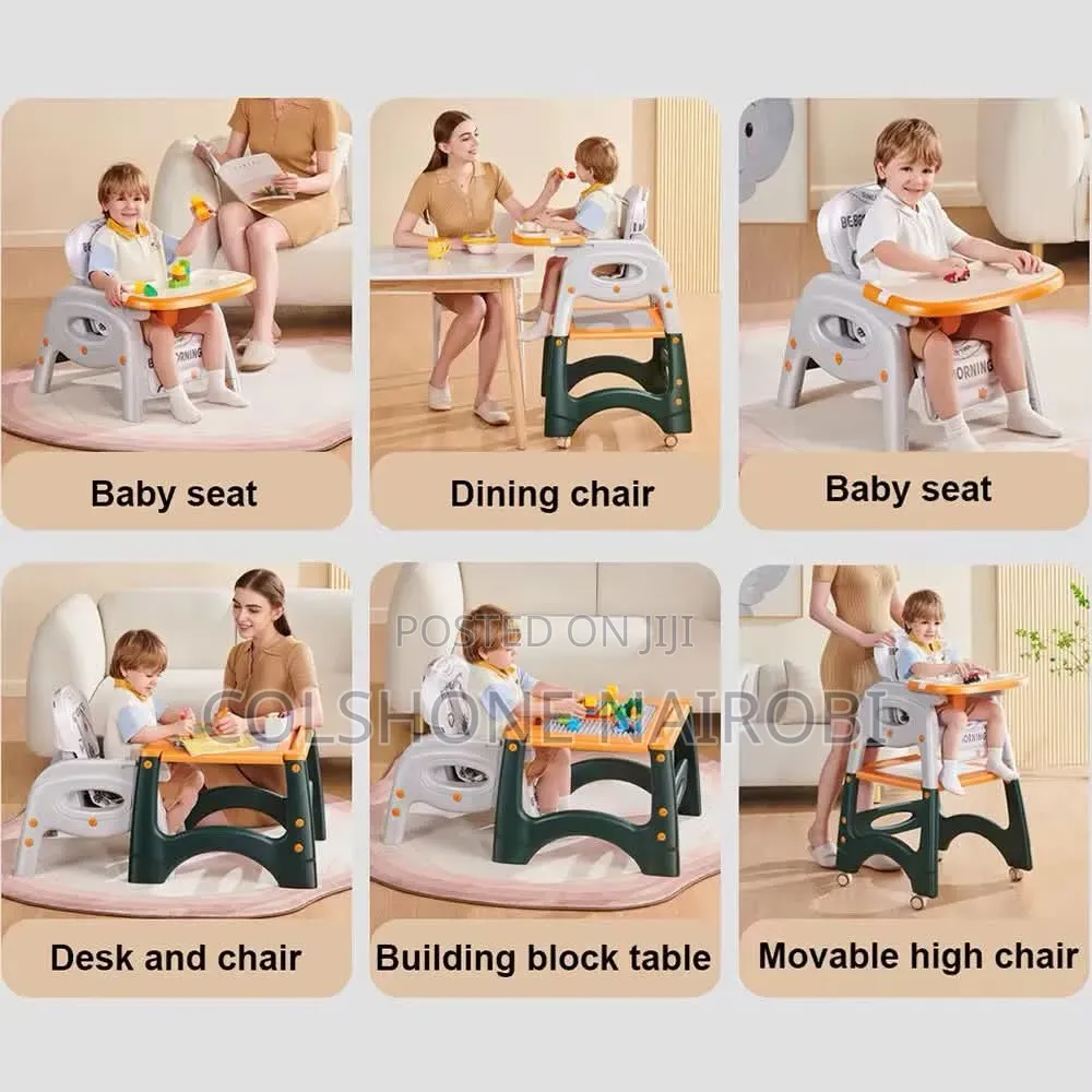 3-in-1 Convertible Baby High Chair Toddler Feeding Seat With Wheels