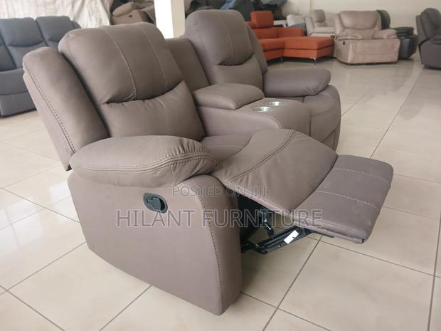 Brown Soft Fabric 2-Seater Recliner Sofa - thumbnail 2