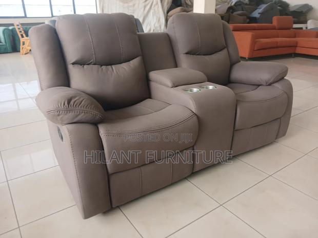 Brown Soft Fabric 2-Seater Recliner Sofa - thumbnail 3