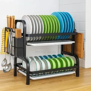 Black 2 Layer Carbon Steel Kitchen Rack