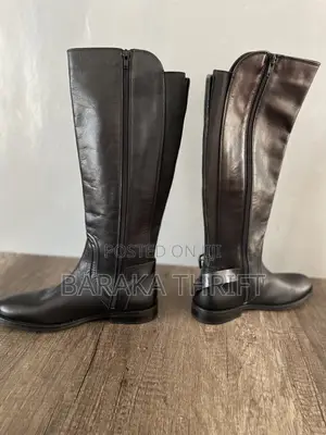 Clarks Black Calf Length Leather Boots(Size 38 Fit)